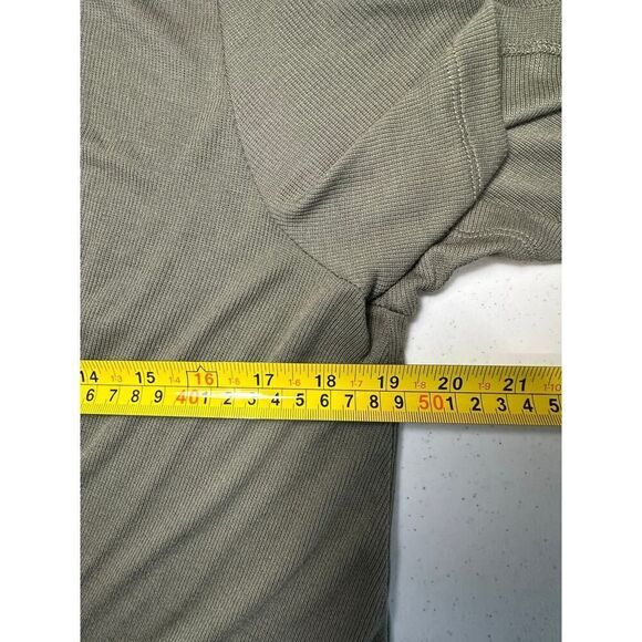 NWT Marine Layer Olive Lexi Rib Twist Front Tee Stretch Crewneck Top Women’s XL - Picture 7 of 14